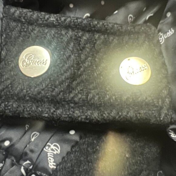 GUESS Black Wool Blend Textured Cape Coat - Size Small - Picture 8 of 12